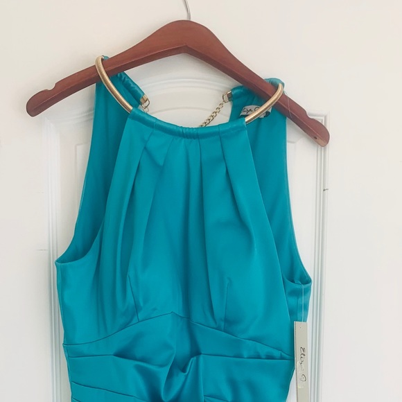 Eliza J Satin Chain Halter Sheath Dress - Picture 3 of 8